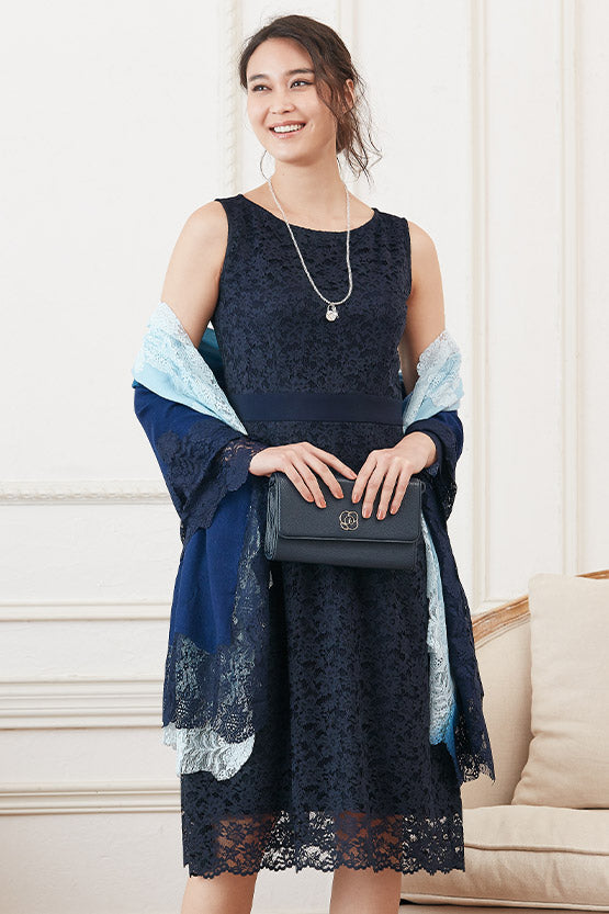 Navy Lace Flare Dress