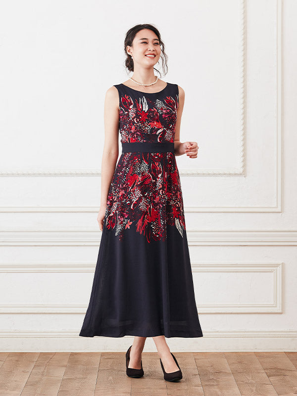 Stretch Chiffon: Midnight Dream Long Flare Dress