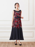 Stretch Chiffon: Midnight Dream Long Flare Dress