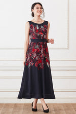 Stretch Chiffon: Midnight Dream Long Flare Dress