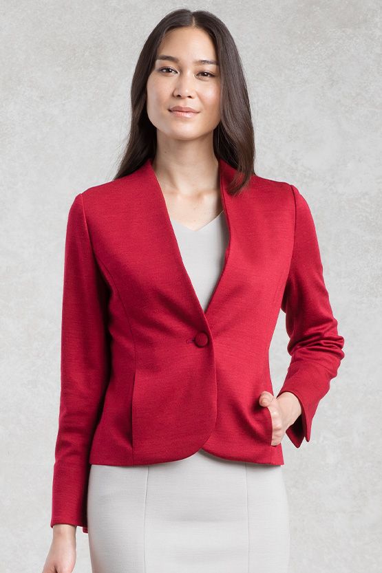 Red Collarless Jacket