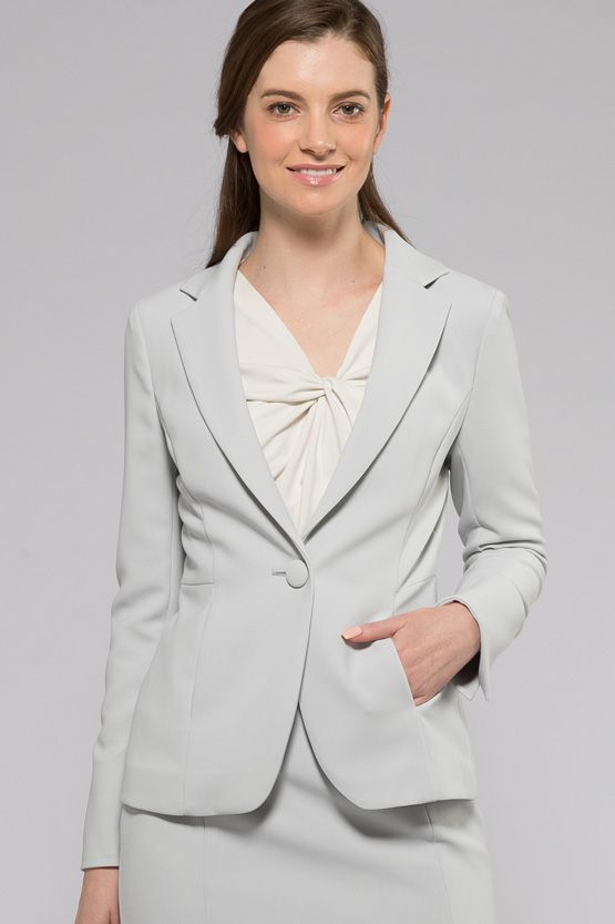 Light Grey Heathered Stretch Tailored Jacket