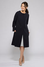 Navy No-Collar Stretch Spring Coat