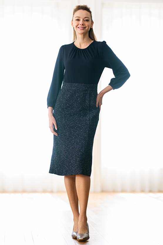 ECO: Navy Switch Tweed Dress