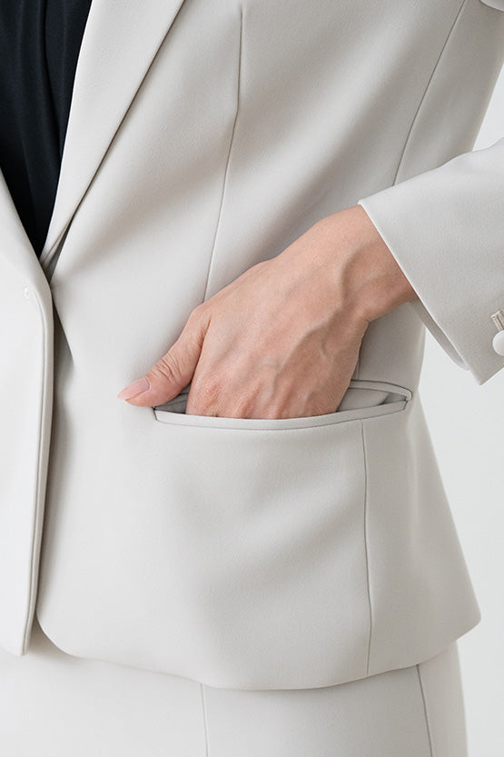 All-Season Material: Smart Stretch Greige Stretch Blazer Jacket