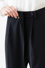 All-Season Material: Smart Stretch Black Wrap-Tuck Pants