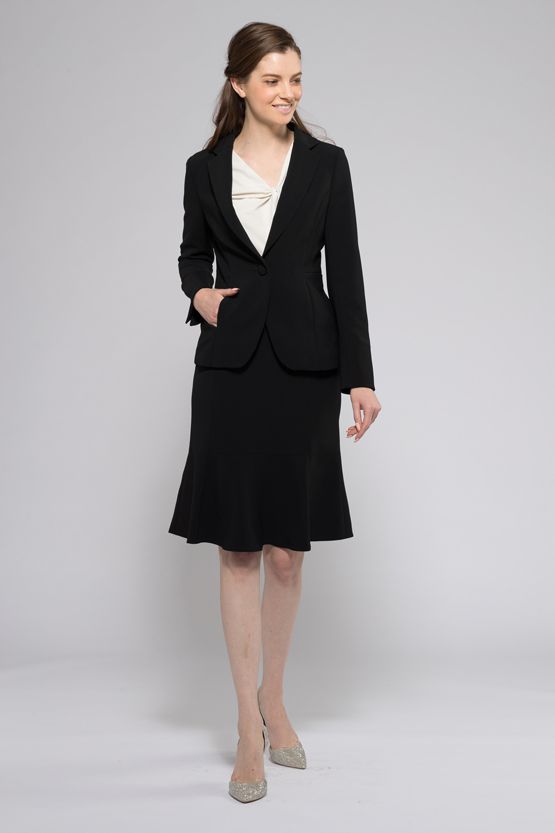 Black Heathered Stretch Mermaid Flare Skirt