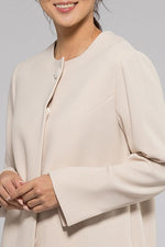 Beige Pink No-Collar Stretch Spring Coat