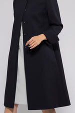 Navy No-Collar Stretch Spring Coat