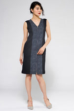 Navy Rib Front Zip Dress