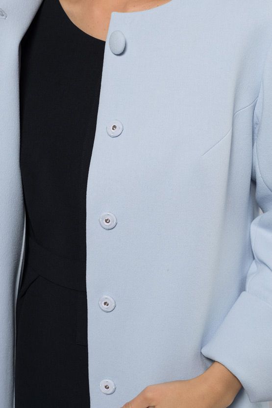 Saxe Blue No-Collar Stretch Spring Coat