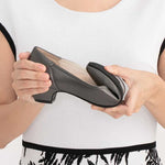 Black vegan leather fluffy flats