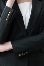 Stretch Jacquard: Black Geo Jacquard Stretch Blazer Jacket