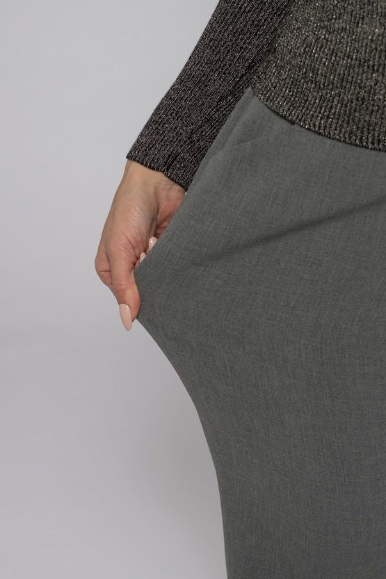 Grey Centre Pleat Trousers
