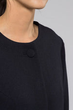 Navy No-Collar Stretch Spring Coat