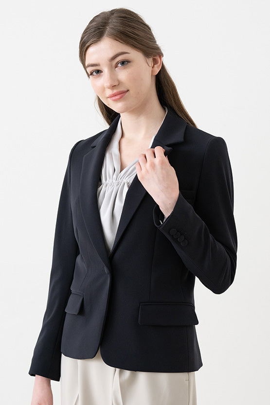 All-Season Material: Smart Stretch Dark Navy Stretch Blazer Jacket