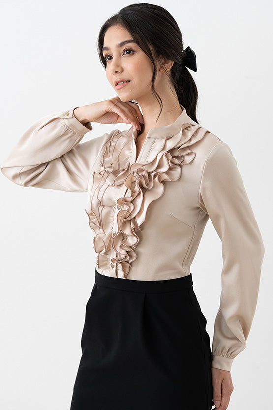 All-Season Material: Gold X Black Satin Frill Dress