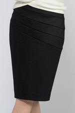 Black Rich Wool Stretch Striped Skirt
