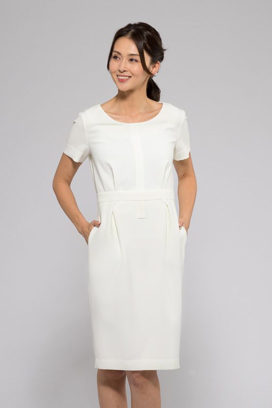 White Washable Stretch 3D Dress