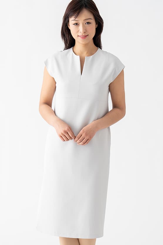 Gray Split Neck Sack Dress