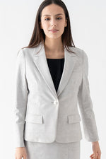Stretch Jacquard: Greige Ocean Jacquard Tailored Jacket