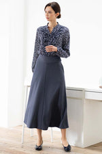 Long Length: Blue-Gray Bias Long Skirt