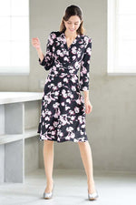 Pink Ray Flower Wrap Dress