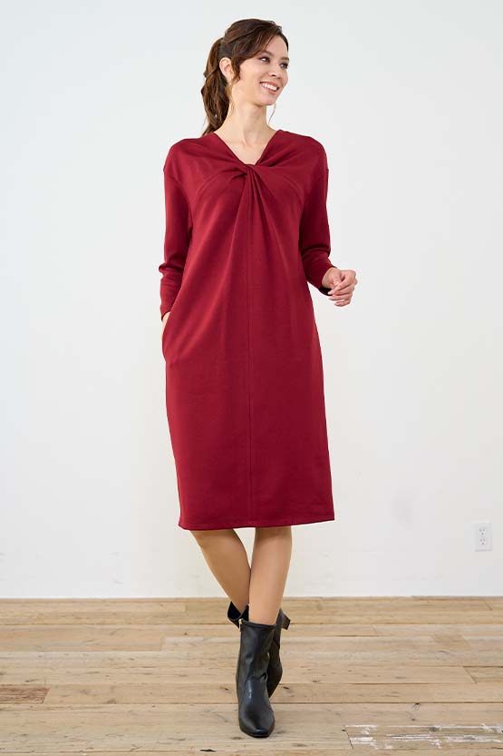 Red Neck Twist Dress