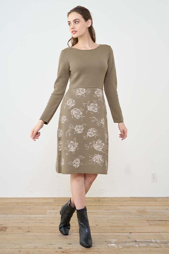 Sepia Rose Knit Dress