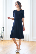 Navy A-Line Double Jersey Dress