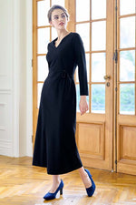 Long Length: Navy Long Belted Dress