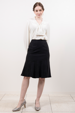 Stretch Jacquard: Black Knee-Length Mermaid Skirt