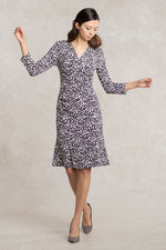 White Geo Gathered Dress