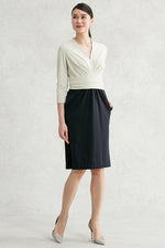 Gray × Navy Docking Shell Dress