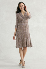 Mocha Shepherd Check Cache-Coeur Dress