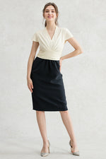 Airy Stretch: Airy Stretch White And Navy Shell Dress