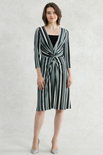 Striped V-Drape Dress