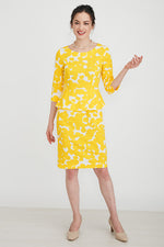Yellow Dalmatian Peplum Dress