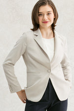All-Season Material: Greige Long Tailored Jacket