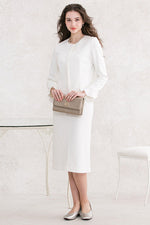 Wool Blend Double Face: White Switch Mermaid Skirt