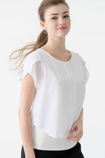 White Short Sleeve Double Layer Chiffon Top