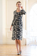 Classical Flower V-Drape Dress