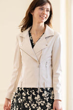 Ivory Beige Stretch Riders Jacket