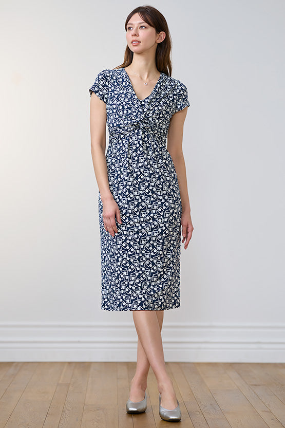 Navy Trump Geo Twist Dress