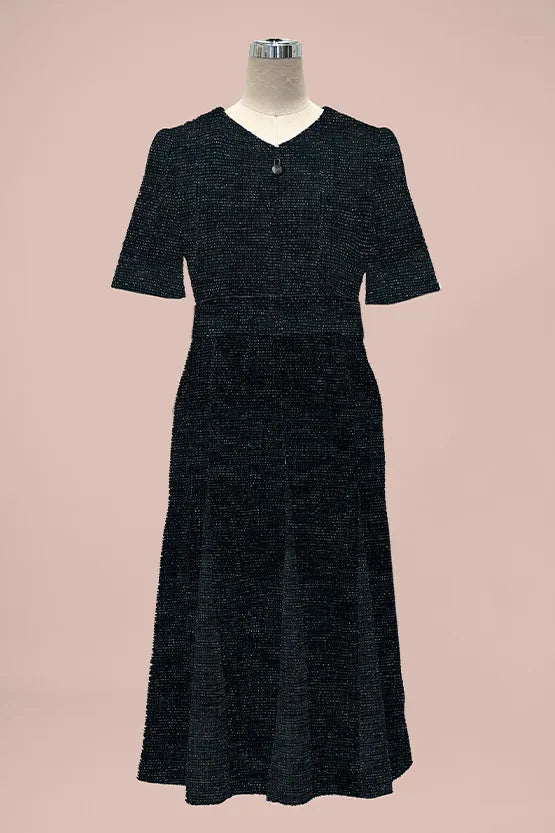 Stretch Lame Tweed: Zip-Up Semi-Mermaid Dress