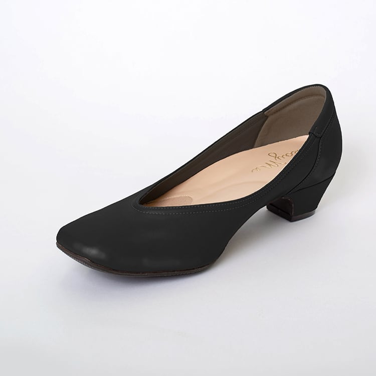 Black vegan leather fluffy flats