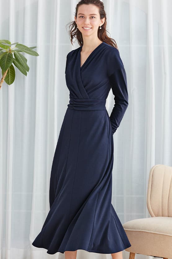 Navy Long Marilyn Dress (with anti-static petticoat)