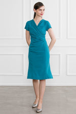 Body Shape Correction: Turquoise Blue Gathered Dress