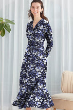 Navy Bella Long Marilyn Dress (with anti-static petticoat)
