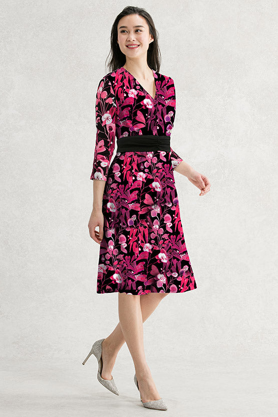 Pink Leaf Marilyn Dress